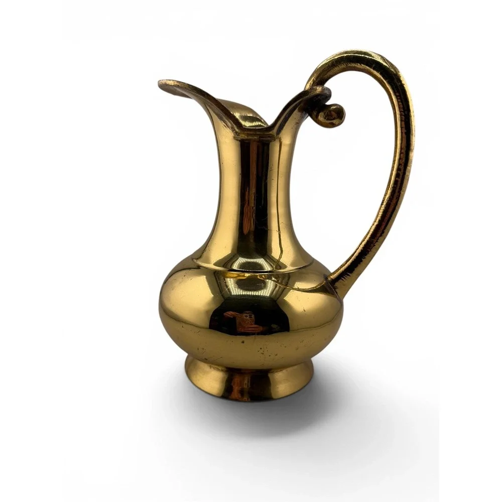 Vintage Solid Brass Pitcher Vase 7.5